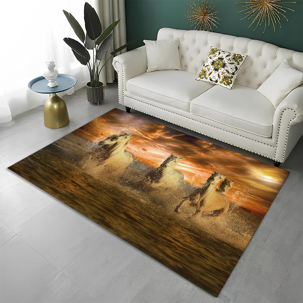 3D Animal Pentium Gallant Horse Steed Carpet Rug for Home Living Room Bedroom Sofa Doormat Decor,kid Area Rug Non-slip Floor Mat