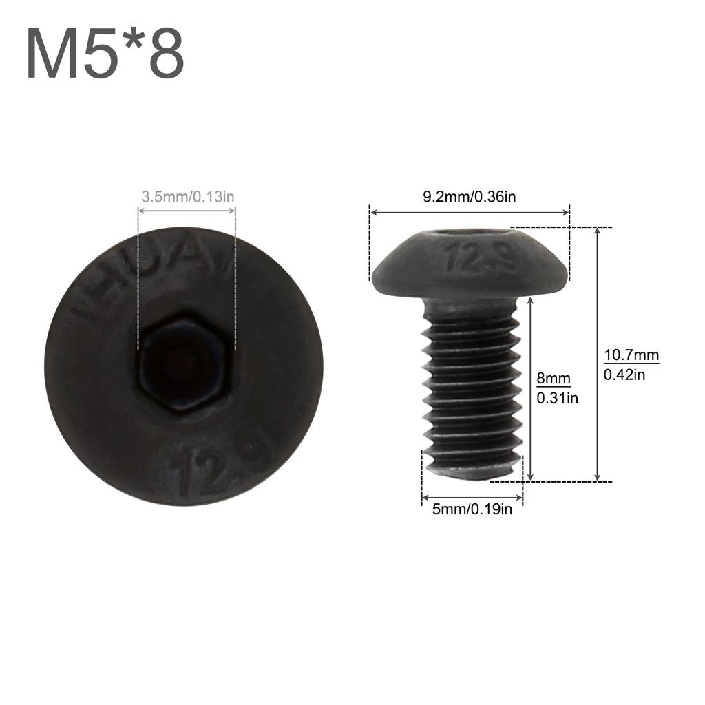 M2 M3 M4 M5 10.9 Grade Alloy Steel Allen Round Screw Hex Hexagon Socket Button Head Screw Black Oxide Pan Head Screw