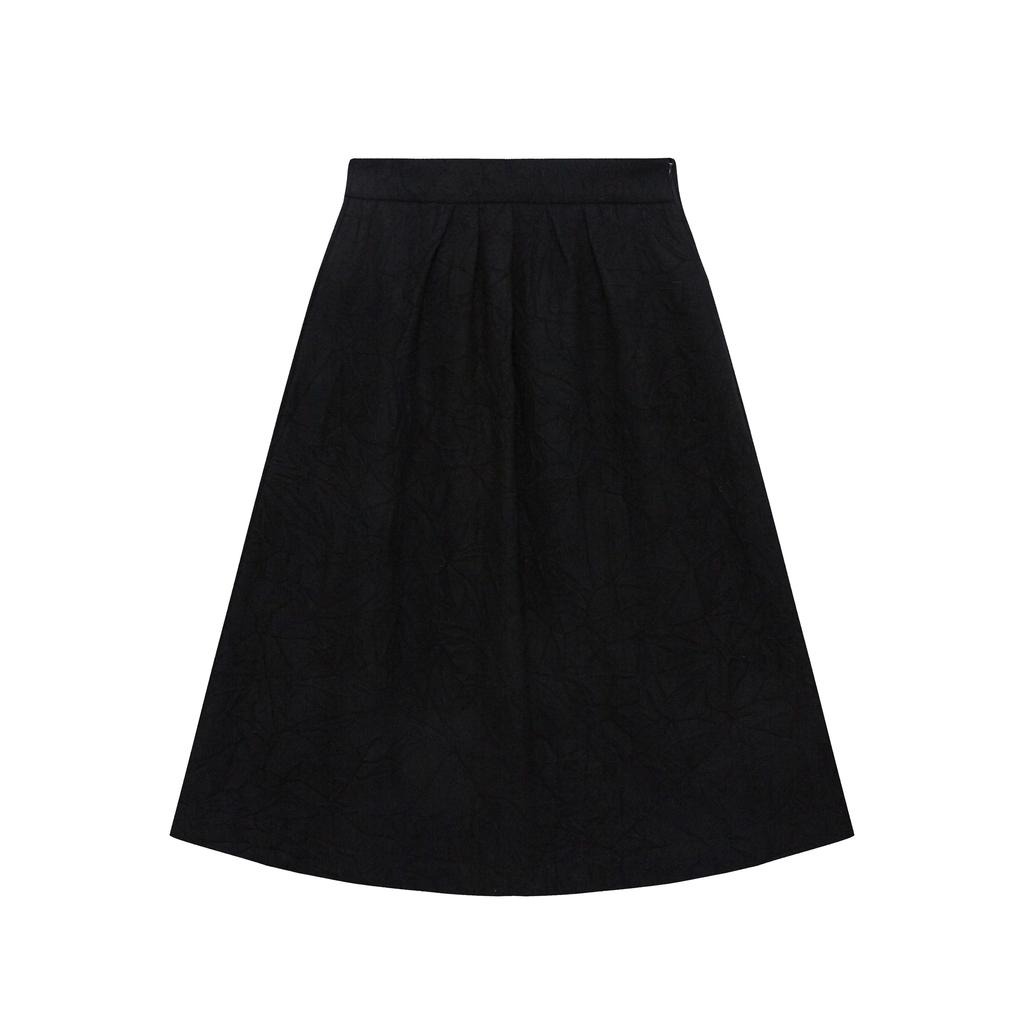 Ana Wool Blend Tuck Skirt (Black)
