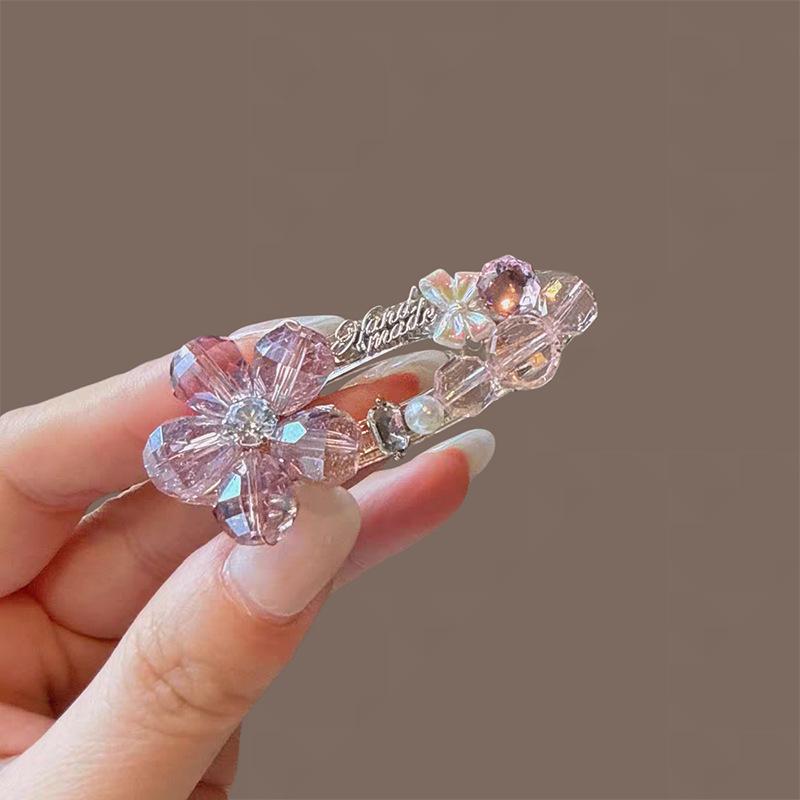 Rhinestone Bow Crystal Flower Hair Clip