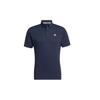Men's Solid Color Logo Printing Casual Short Sleeve Navy Blue Polo Shirt H64608