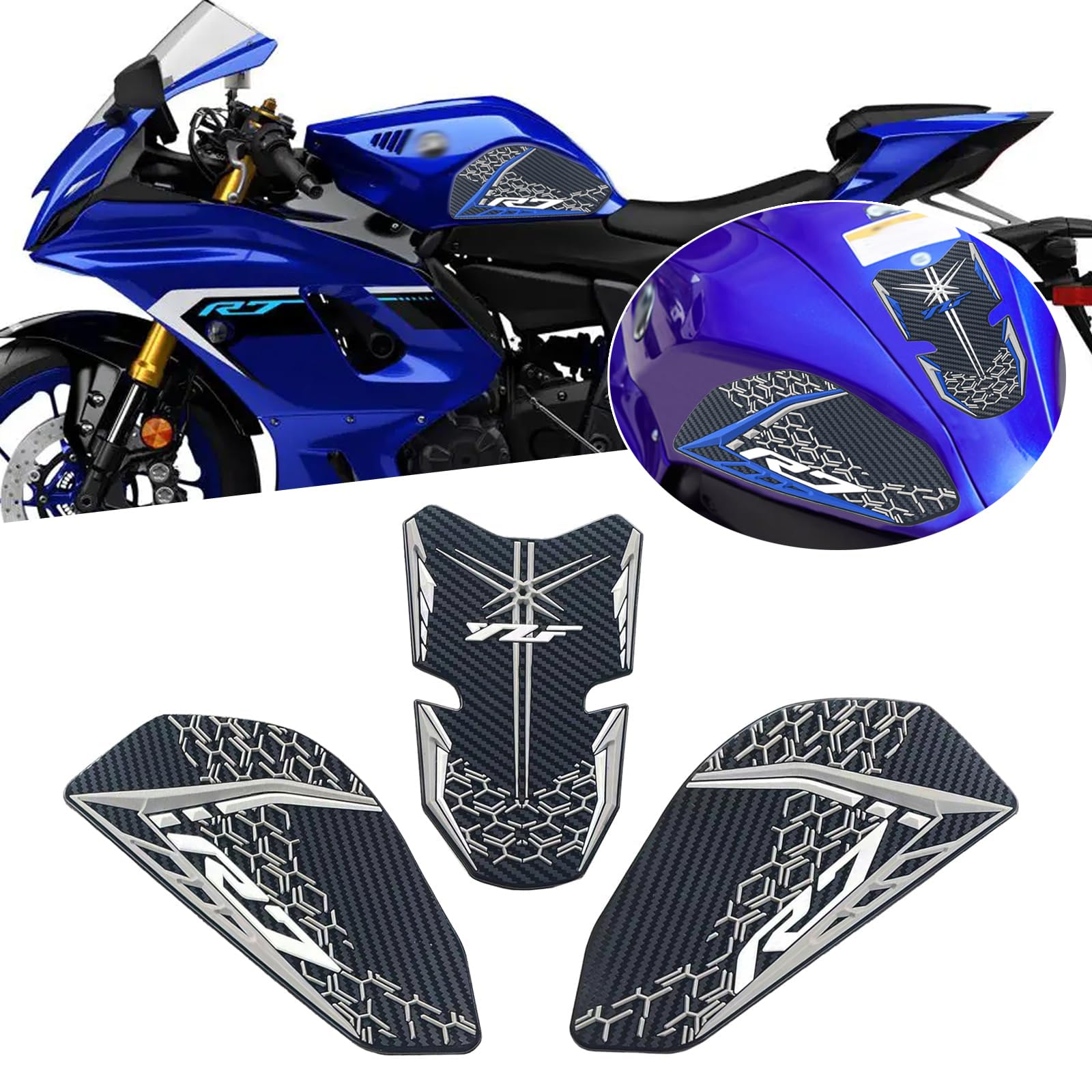 

HUANGCJ Для YZF-R7 YZF R7 YZF R7 2025 Боковая накладка на топливный бак Защитная наклейка белый
