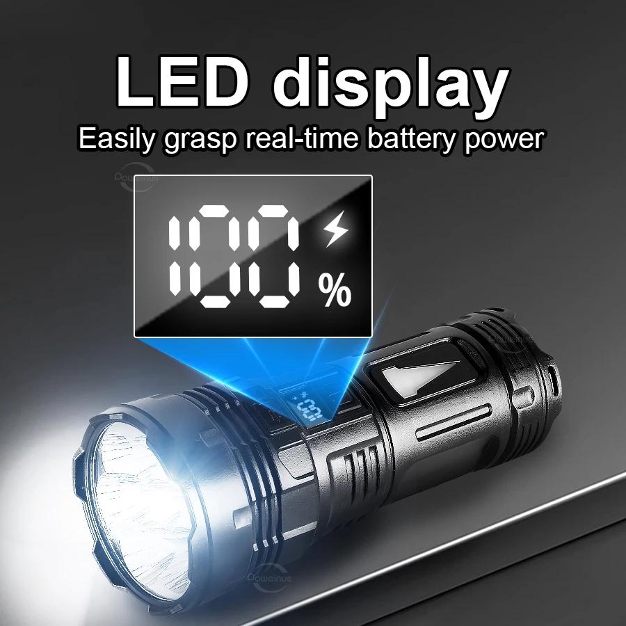 Leistungsstarke Taschenlampe mit 7 Lampenperlen Super Taktisches Licht mit COB Seitenlicht Campinglaterne Wiederaufladbare LED Taschenlampe