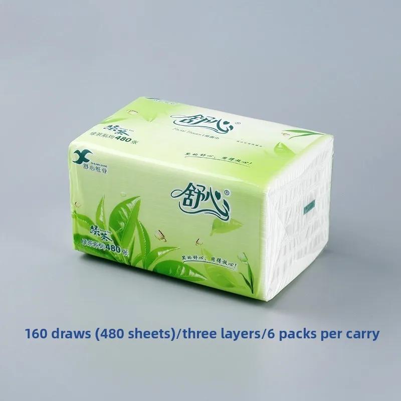 Hot Sale 6/18 Packets 3 Ply Water Absorbing 160 Sheets Household Mix Wood Pulp Tissue Paper Napkins Soft Pack Embossing Napkins