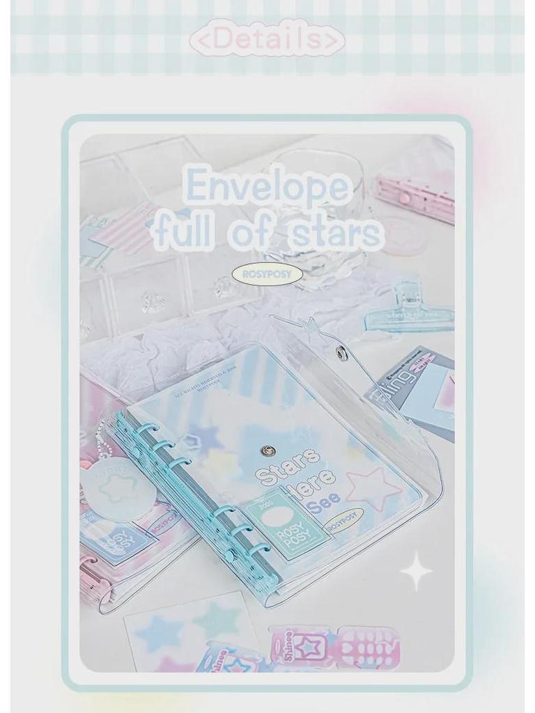 RosyPosy Shinee Star Loose-Leaf Notebook: Soft Design, PVC Cover, Color Pages.
