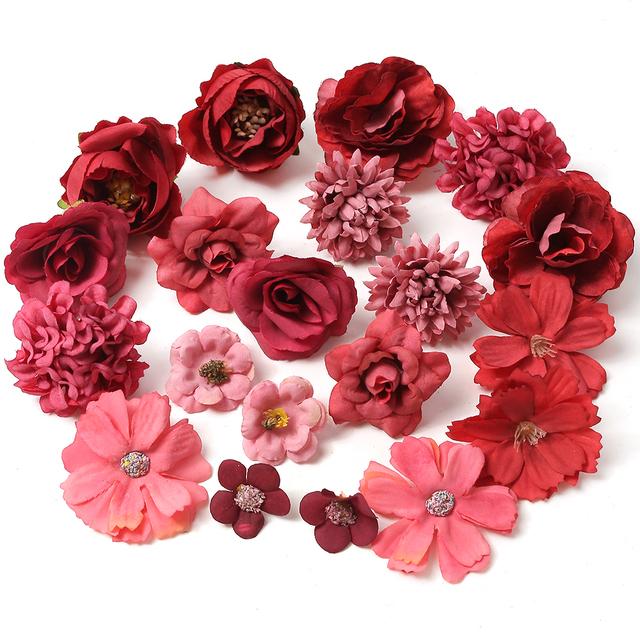 20 /14 teile/los Gemischt Künstliche Blumen Silk Rose Gefälschte Blume Für Home Decor Hochzeit Dekoration Handwerk Girlande Geschenk Zubehör 