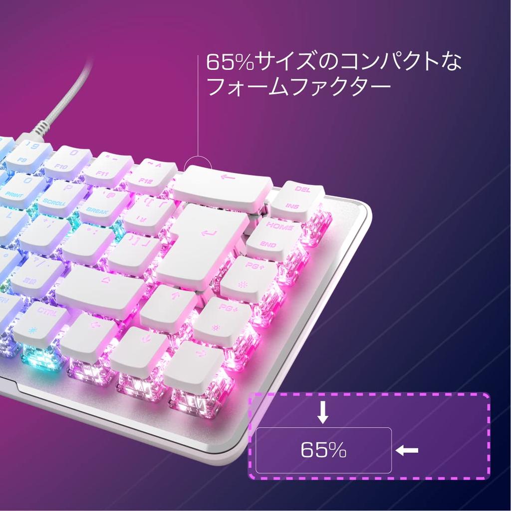 ROCCAT Vulcan II Mini Gaming Keyboard JP ISO Japanese Layout Wired White Optical Linear Mini RGB Windows 7 and Later Japanese (65%) [Authorized