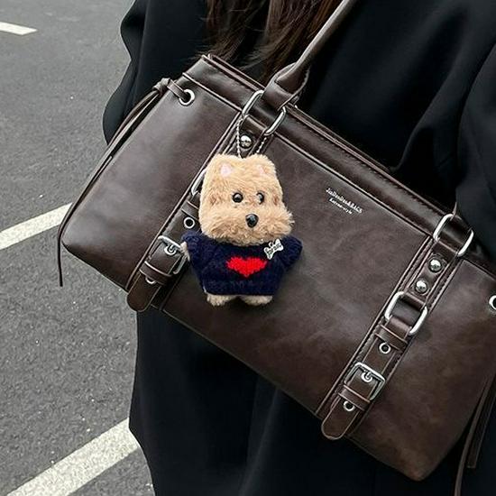 Adorable West Highland Terrier Plush Keychain Charm - Puppy Couple Cartoon Bag Pendant