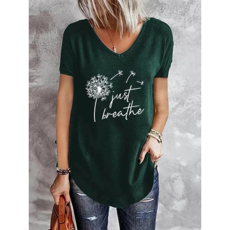 Dandelion Soft 3D Printed Y2k Fashion Women Basic T-Shirt Elegance Vintage Short Sleeve Elegant Casual Comfortable Polyester