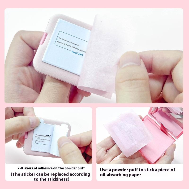 100 Sheets Oil-Absorbing Paper With Mirror Case &Puff Portable Oil-Holding Bamboo Charcoal Tea Paper For Oily Skin Makeup