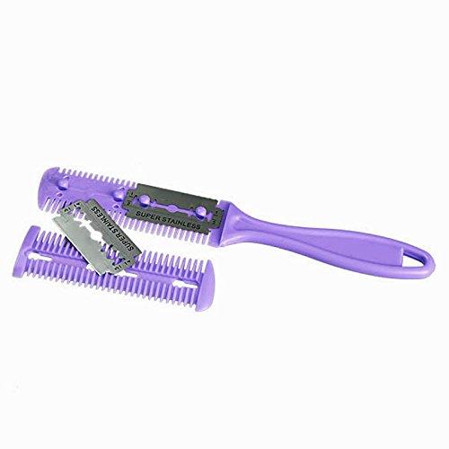 Dual Sides Cutting Slim Haircuts Blade Beauty Salon Home Hairdressing Hair Trimmer Comb Purple