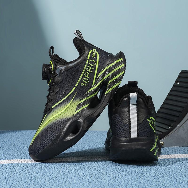 Youth Style Shoes Boys Running Shoes Kids Lightweight Breathable Mesh Sneakers With Rotating Buckle Outdoor Indoor Use