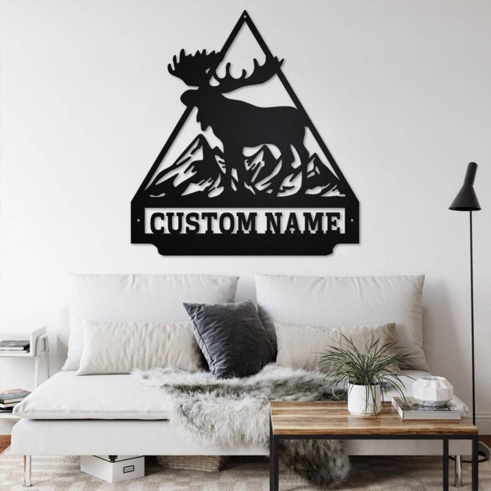 Custom Metal Wall Art Moose Silhouette Personalized Unique Home Indoor Outdoor Decor Garden Kitchen