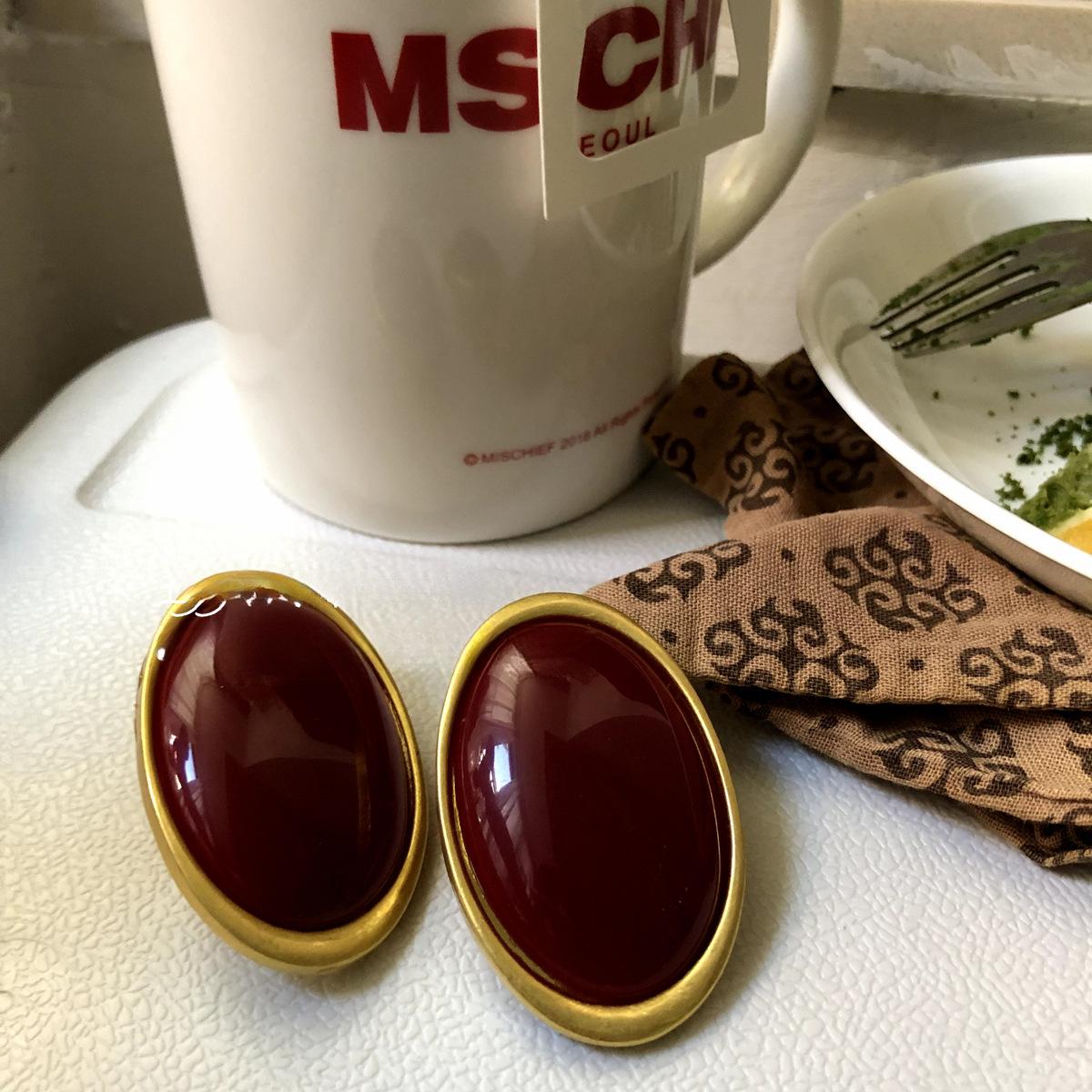 

Серьги Ankela Red Oval для женщин, ретро-дизайн для женщин, модные элегантные серьги-гвоздики, легкие, роскошные и высококачественные ювелирные изделия вино красного