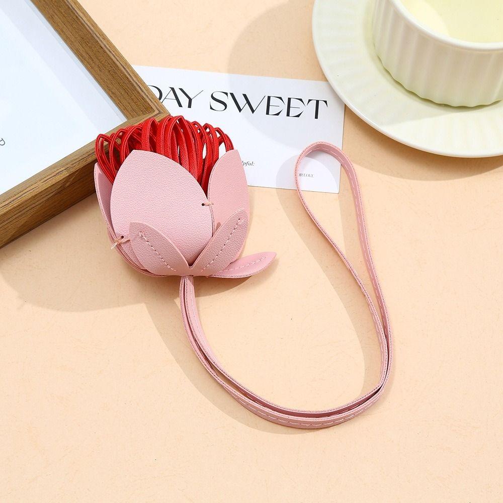 Hanger Leather Keychain Car Keyring Bag Pendant Lovely Flower Pu Leather Pendant  Men