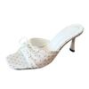 High Heels Bow Slippers 2025 Summer Fashion Casual Women Sandals New Outside Beach Dress Slippers Designer Sweet Women Slippers