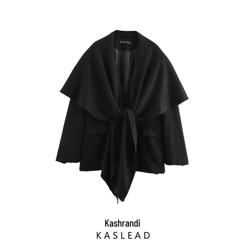 2024 Autumn Women's Oversized Suit Jacket with European & American Style Scarf Blend