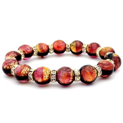 Glowing Firefly Glass Bracelet Kerama Sunset Orange Glitter Okinawa Power Stone Inner Circumference Approx. 16.5cm