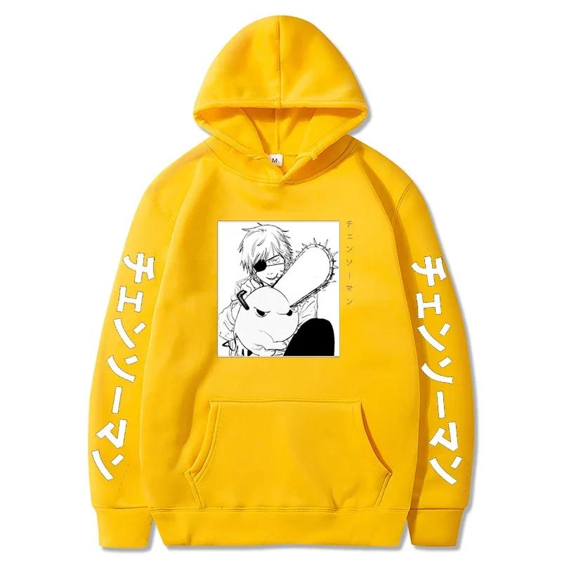 Anime Chainsaw Man Hettegenser Dame Streetwear Langermet Harajuku Genser Topper Gotisk Hettegenser Løse Hettegensere