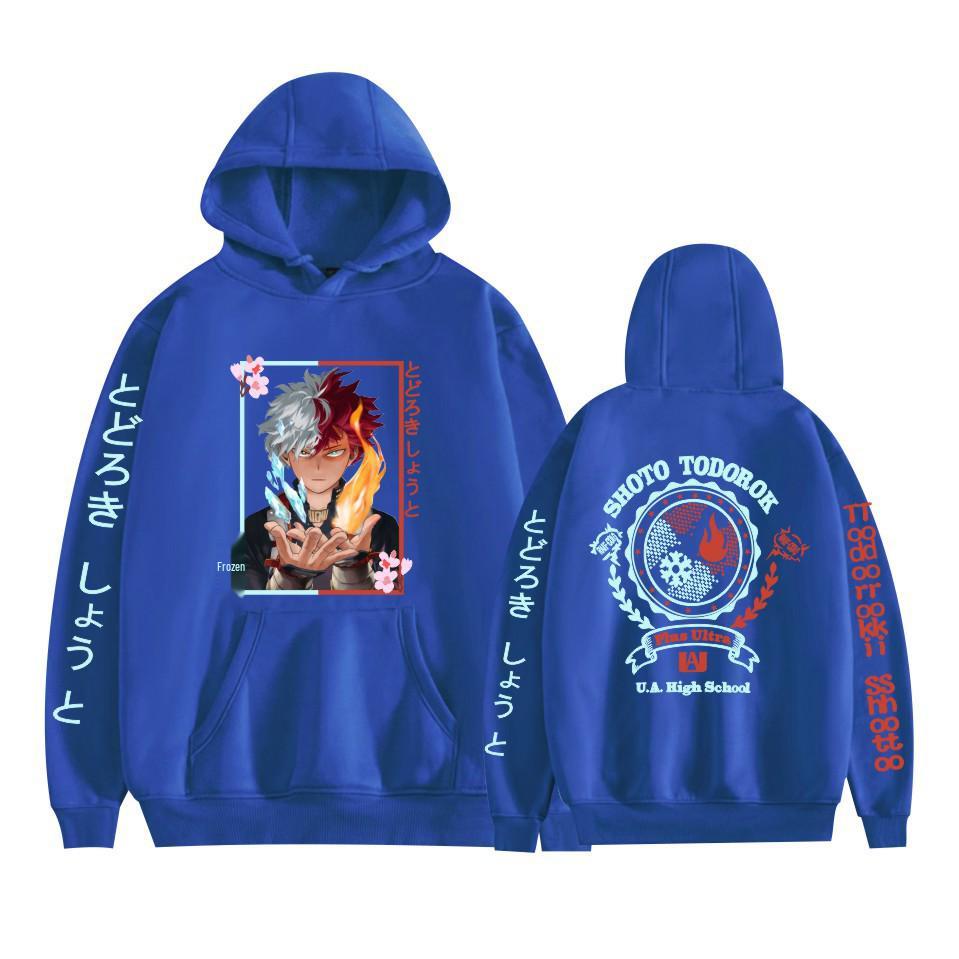 My Hero Academia Japon Anime Baskılı Unisex Bol Kesim Çift Şeritli Kapüşonlu Sweatshirt