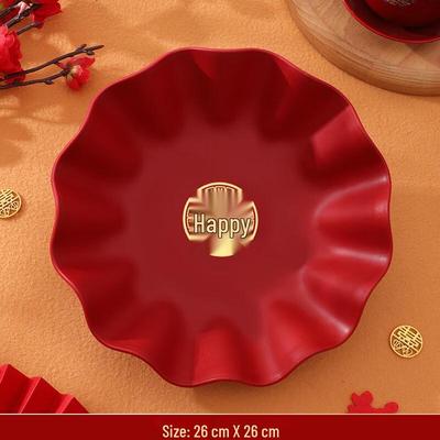 Chinese Red Wedding Double Happiness Serving Plates - Set of 2