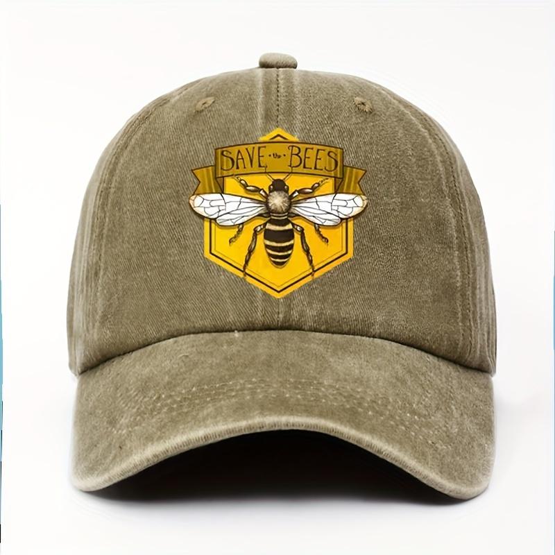 Bee Print Baseball Cap with Simple Design for Men and Women, Fashionable Trend