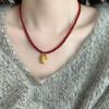 18k real gold electroplated peanut pendant beaded necklace retro design sweater chain necklace