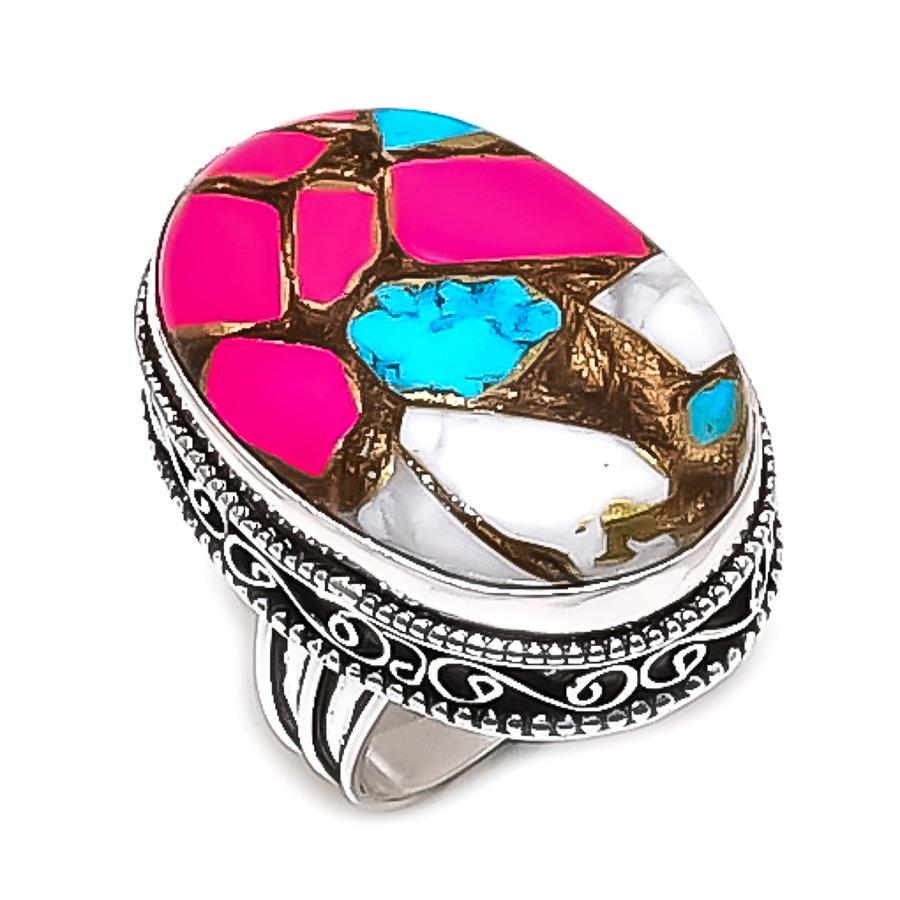 

Natural Cotton Candy Gemstone 925 Sterling Silver Jewelry Ring Size 9 ETC-13909