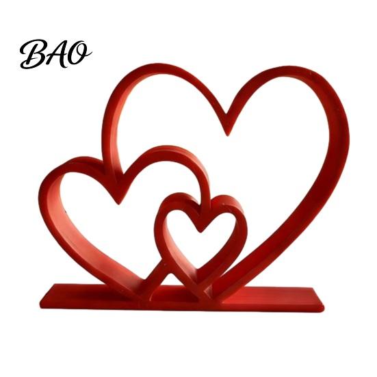 Romantic Desktop Decoration Double Heart Figurine, 3D Printed Love Decor for Valentine's to Connection Statue Day, Anniversary Gift Couples, Cute Home