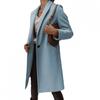 Womens Classic Wool Blend Trench Coat Long Sleeve Single Button Notched Collar Mid-Length Outerwear Winter