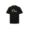 Evisu SS24 Ribbon Seagull And Family Flower Print Regular Fit T-Shirt Men T-Shirts Black 2ESHTM4TS1078XXCT