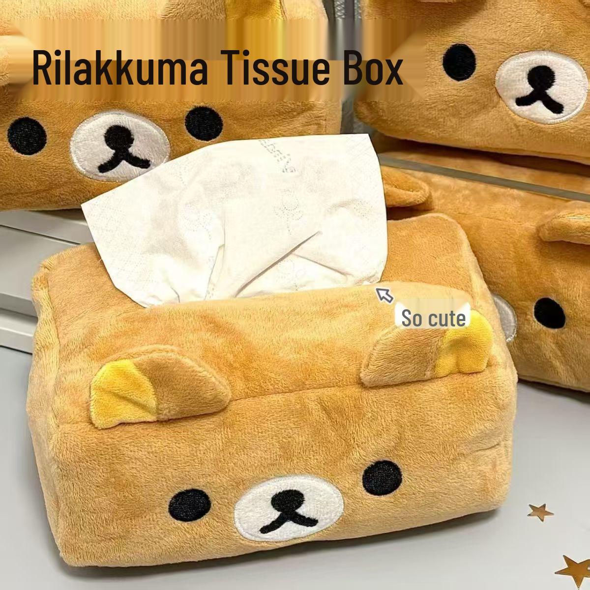 

Rilakkuma Cartoon Plush Tissue Box Dispenser for Home, Bathroom, and Car