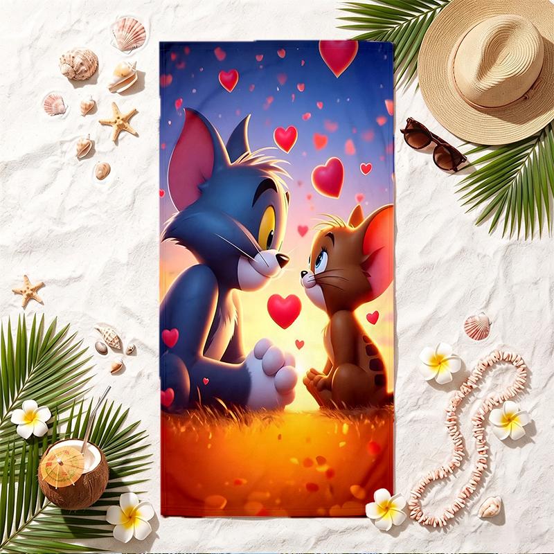Tom and Jerry Soft Beach Towel Stylish Beach Pool Towel for Summer Seaside Vacation Travel