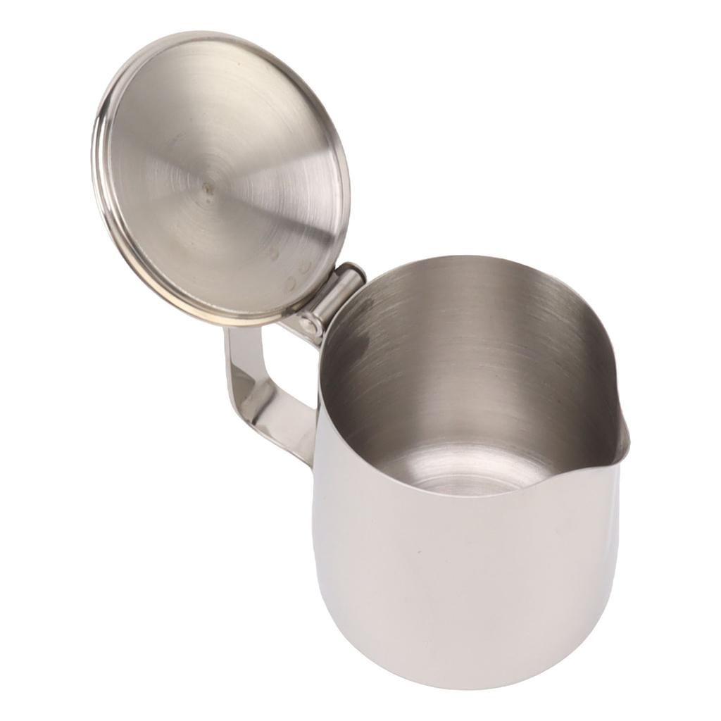 Stainless Steel Milk Frothing Pitcher Cappuccino Pitcher Coffee Foam Container With Lid 600ml