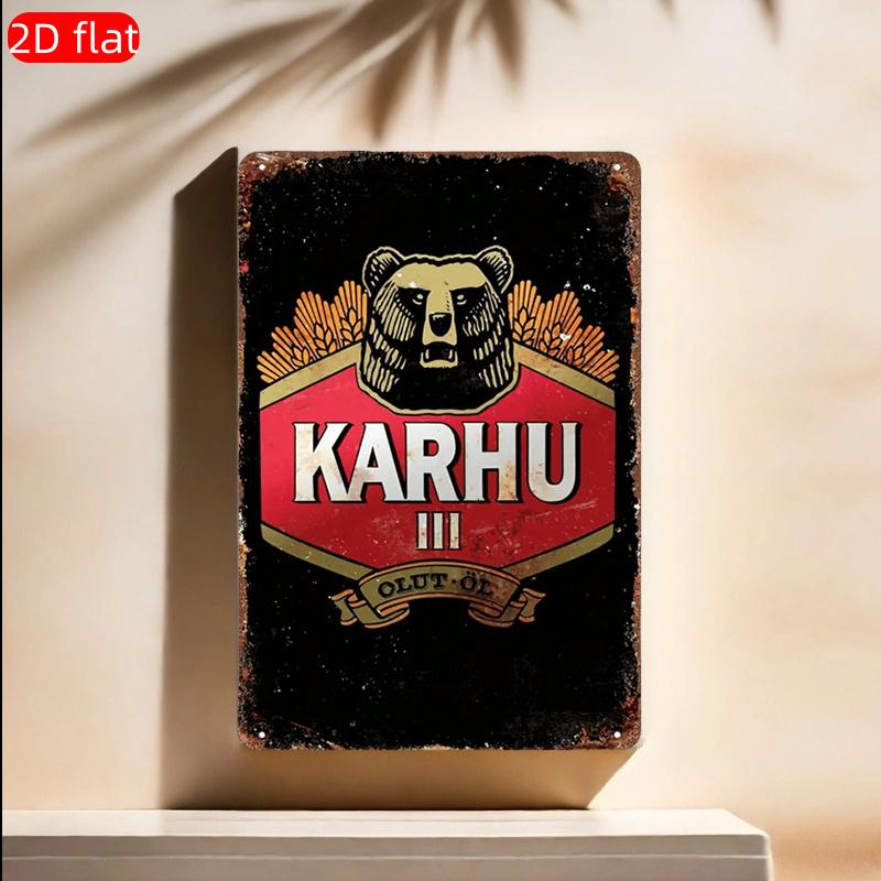 

Vintage Karhu Bear Emblem Metal Tin Sign Rustic Wall Art Decor with KARHU Text Perfect for Home Bar or for Man Cave 20x30cm（7.8x11.8inch）