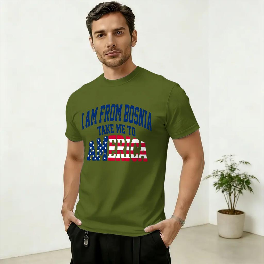 T-shirt Unisex Vengo dalla Bosnia Portami in America Divertente 100% Cotone T-shirt a Manica Corta Girocollo Abbigliamento Idea Regalo
