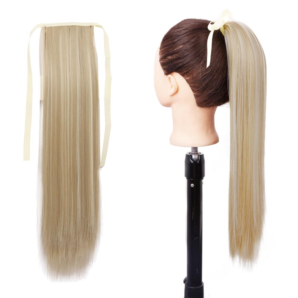 

Женские длинные прямые волосы MISSQUEEN на заколке для наращивания «конский хвост», черные, блонд, синтетическое термостойкое волокно 55cm-100g&China