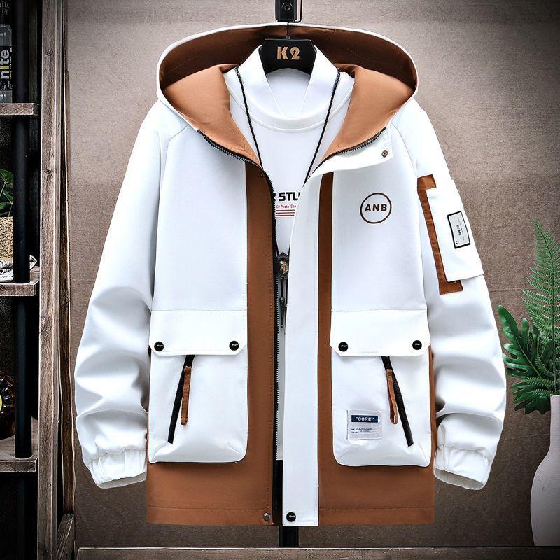 Jackets Men's Spring and Autumn Men's Youth Hooded Jackets Trendy Loose Casual Workwear Jackets
