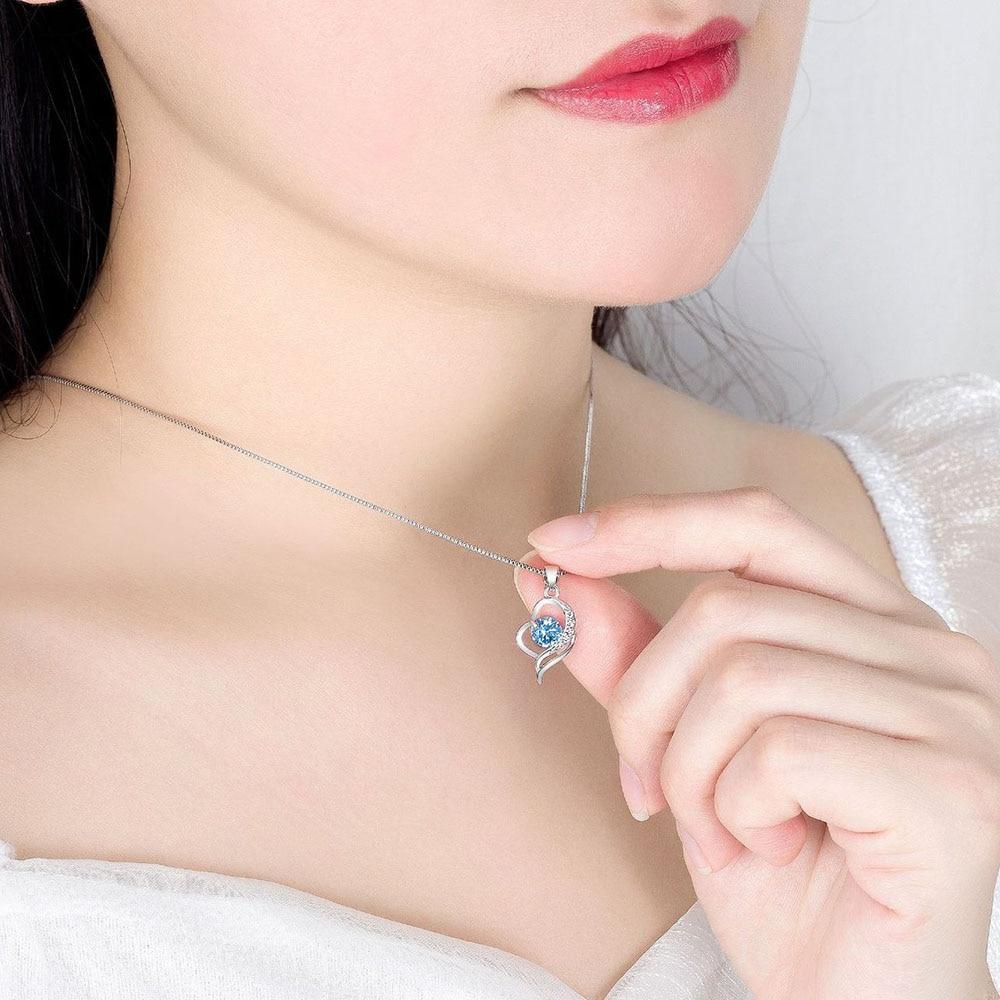 New 925 Sterling Silver Women Necklace Fashion Luscious High Quality Crystal Zircon Heart Pendant Clavicle Chain Jewelry Gift