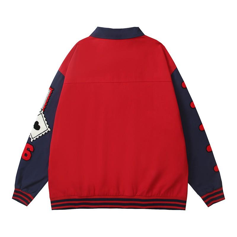 Unisex Oversized Cotton Baseball Jacket With Retro Cartoon Cat Embroidery Streetwear Casual Outerwear