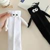 1 Pair Cartoon Magnet Hand-linking Socks Knitted Color Matching Christmas Style Elastic Anti-slip Warm No Odor Festive New Year Mid-tube Socks