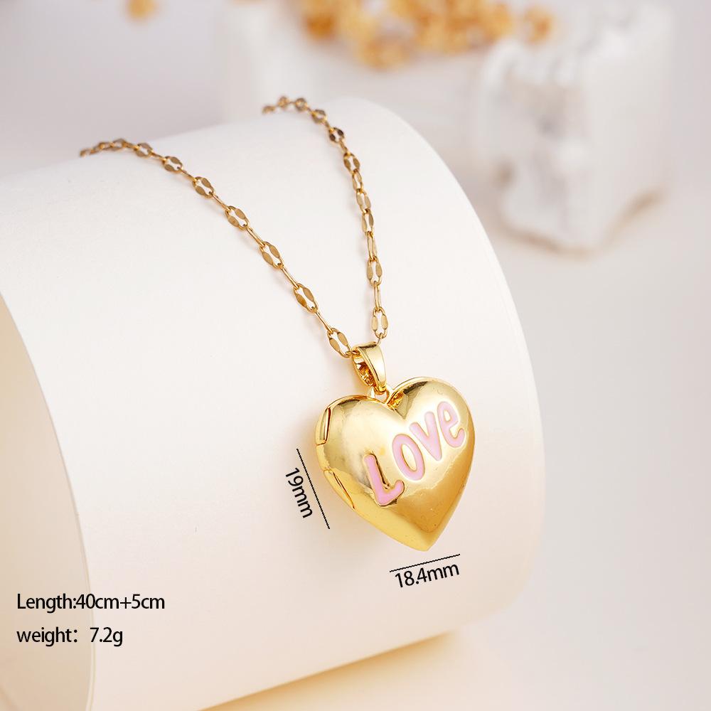 

Vintage Simple Can Open Love Heart Photo Frame Pendant Necklace for Women Girls Y2K Creative Stainless Steel Chain Jewelry Gifts