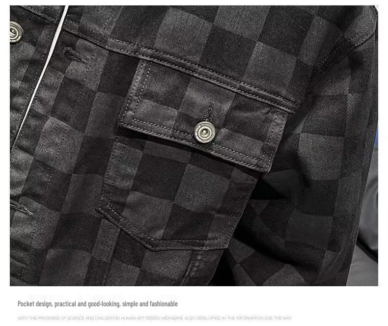 Men's Trendy Punk Street Style Denim Jacket - European & American Spring/Autumn Casual Motorcycle Top