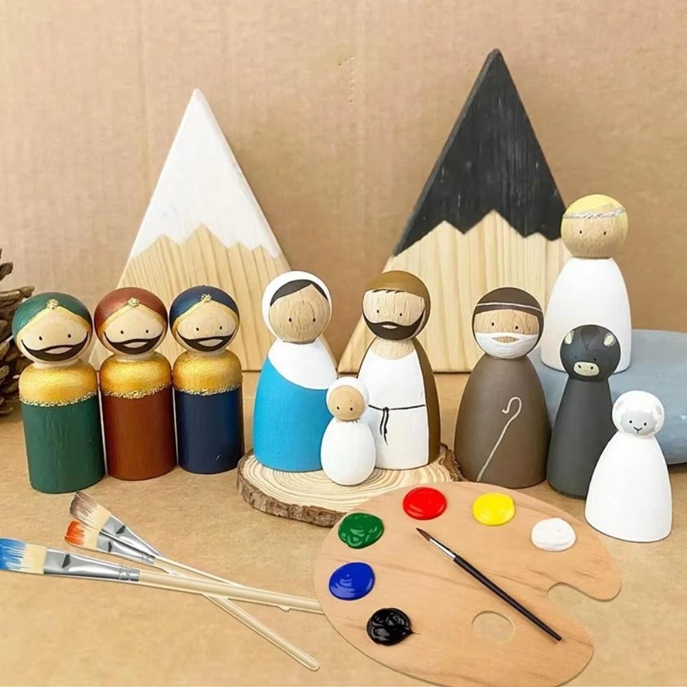 50pcs Natural DIY Wooden Figures Handicrafts Painting Dolls Toys  Wedding Craft