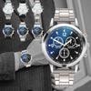 Atemberaubende Blaues Licht Glas Drei-Augen Stahlarmband Uhr Für Männer Quarz Uhr Perfektes Geschenk Für Männer
