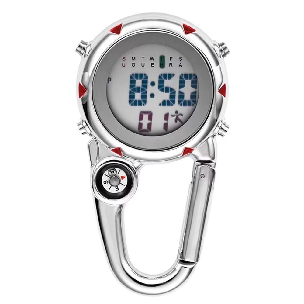 Unisex Women Mens Nurse Doctor Carabiner Clip Digital Electronic Luminous Multi-function Keychains FOB Pocket Watches Hang Clock