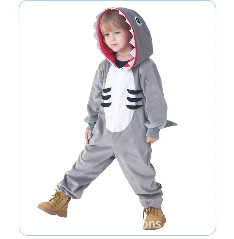 Déguisement Halloween Costumes de Spectacle pour Enfants Pyjama Dessin Animé Requin Costumes de Danse Animale Costumes de Spectacle Motoparty S&Other gray