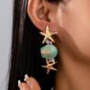 Summer New Design Inlaid Oil-drip Starfish Shell Earrings Are Suitable for Women To Wear On Seaside Vacations
