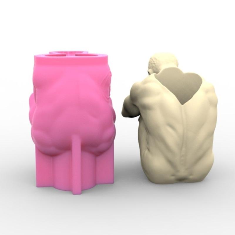 Candles Holder Resin Mold,Gypsum Flower Pot Silicone Molds Yoga-man Epoxy Resin Casting Mold for DIY Jewelry Storage Box