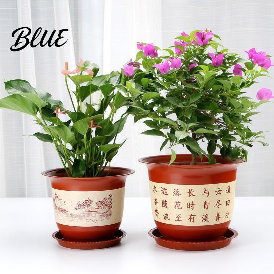 Weather Resistant Planter for Fruit Trees Plastic Flower Pot Large Plants with Drainage Holes & Saucer Tray Flowerpot Outdoor Breathable Nursery